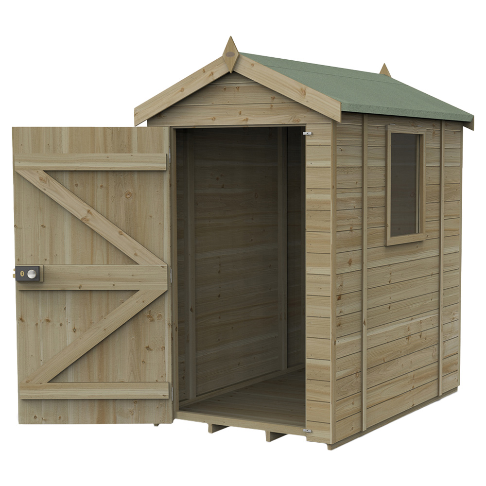Forest Garden Timberdale 6 x 4ft Pressure Treated Overlap Apex Shed Image 3
