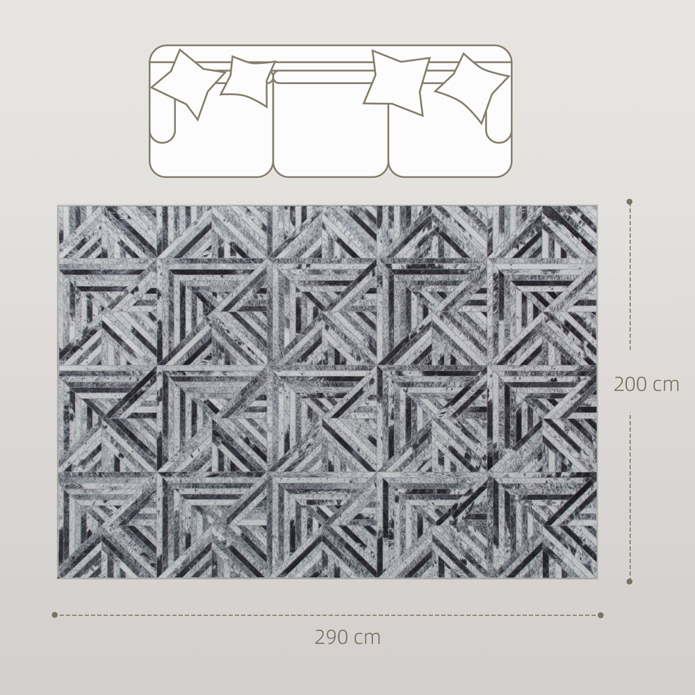 HOMCOM Black Chenille Non-Slip Rug 290 x 200cm Image 9