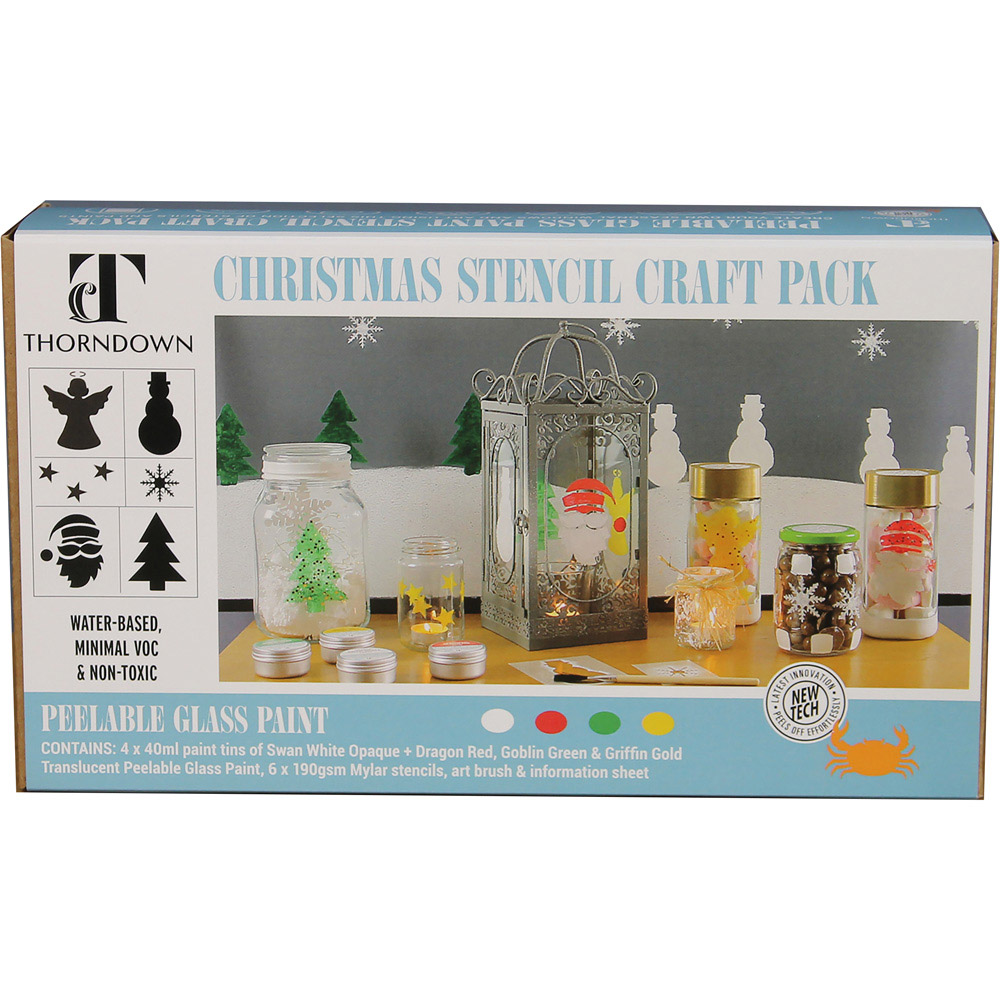 Thorndown Peelable Glass Paint Christmas Stencil Craft Pack Image 1