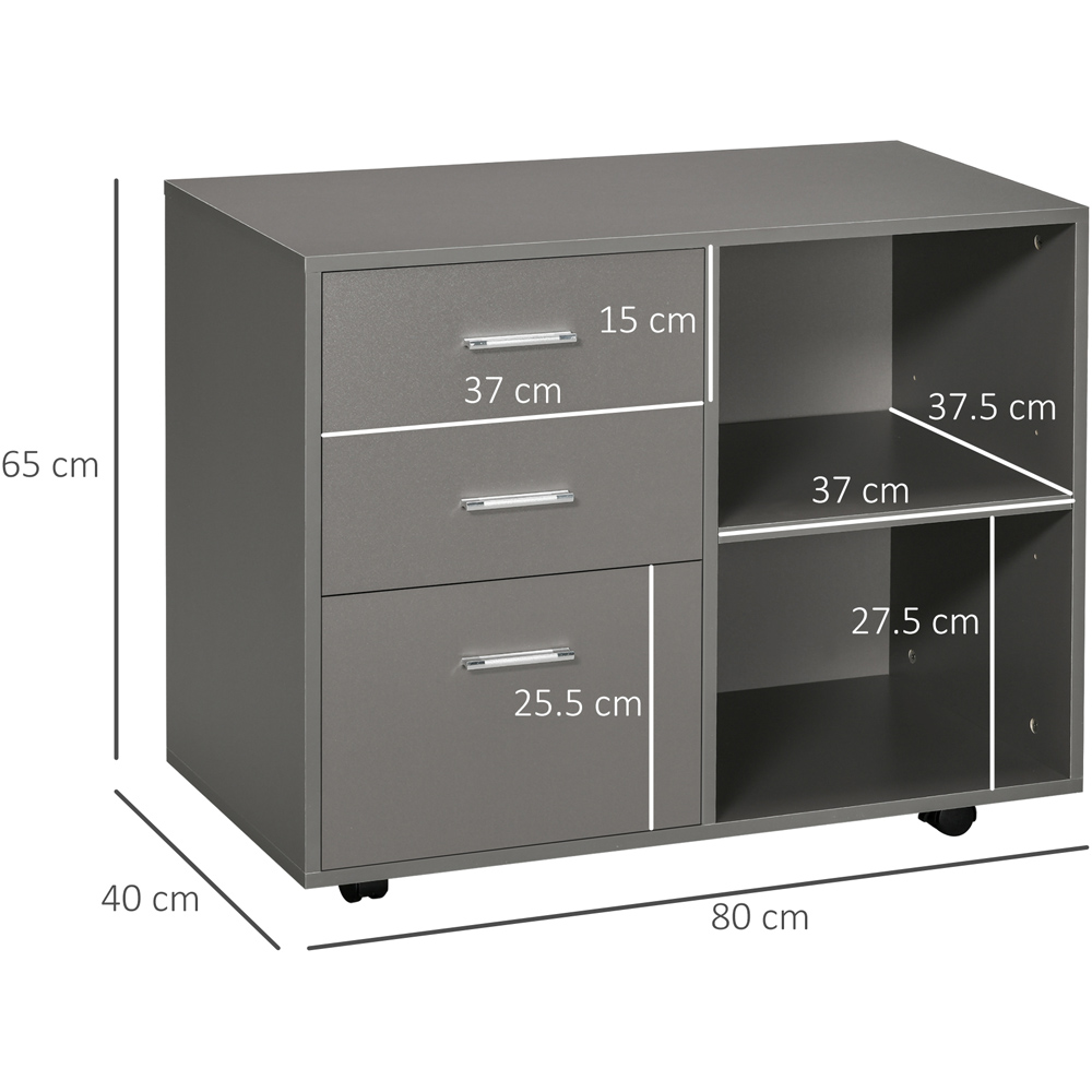 Portland 3 Drawers 2 Shelves Grey Printer Stand Image 7