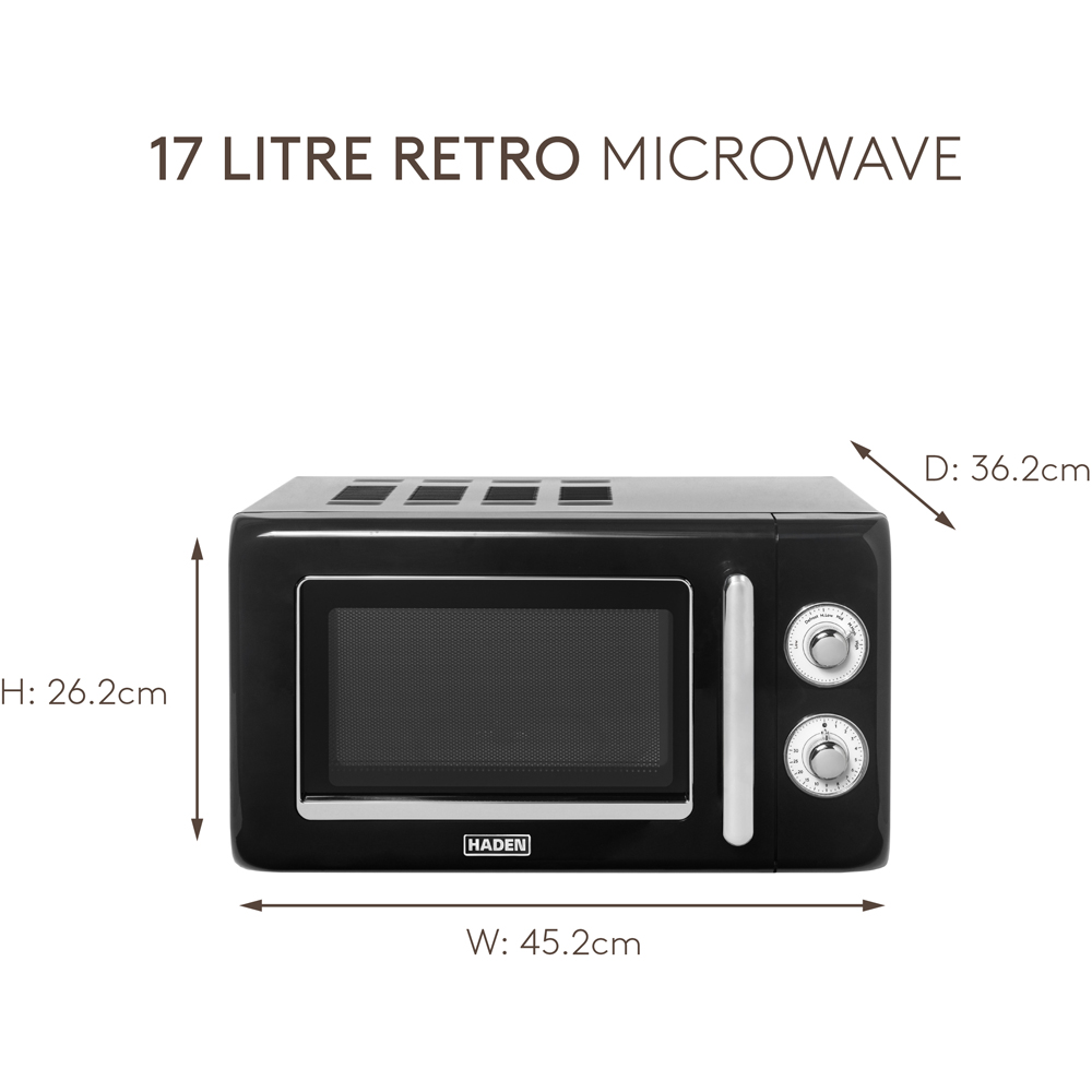 Haden 214591 Retro Black 17L Manual Microwave 700W Image 7