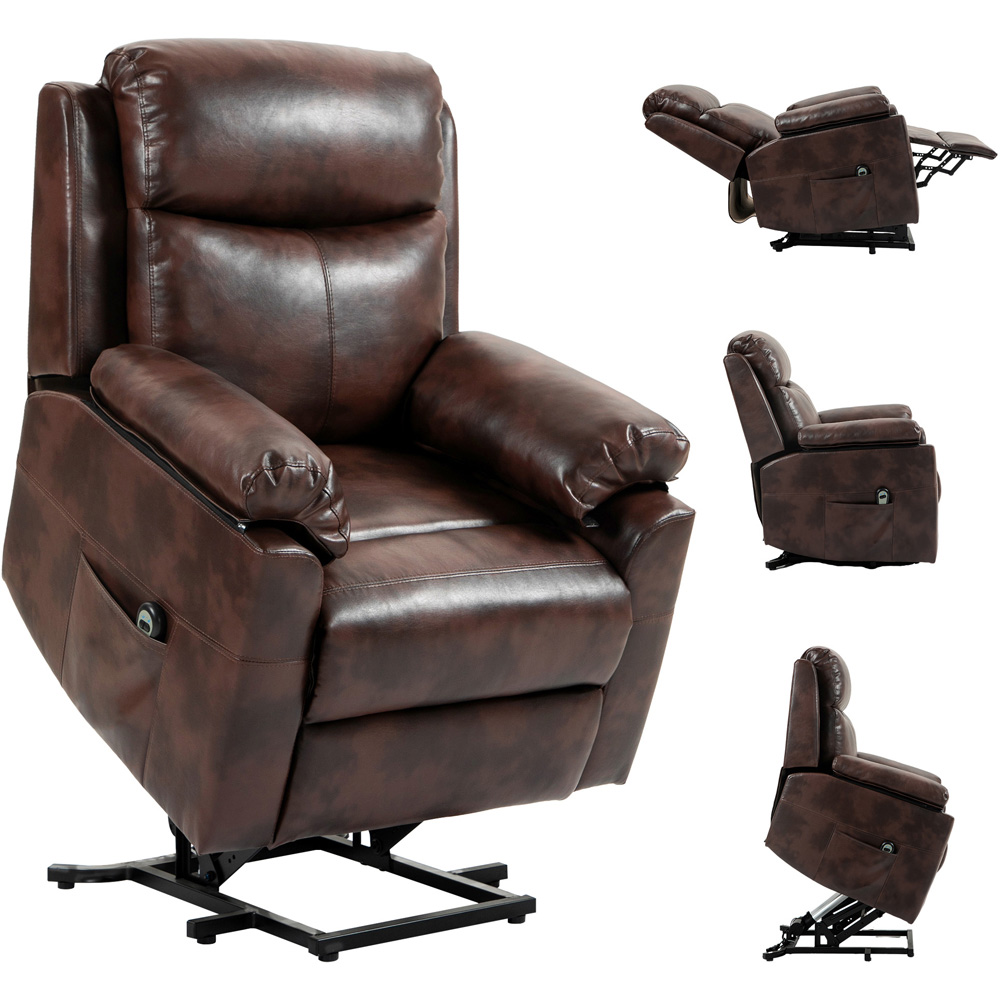 HOMCOM Brown Power Lift Electric Recliner Chair with Remote Control Image 2