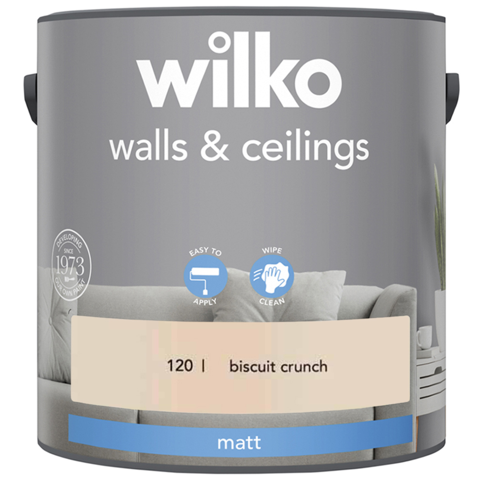 Wilko Walls & Ceilings Biscuit Crunch Matt Emulsion Paint 2.5L Image 2