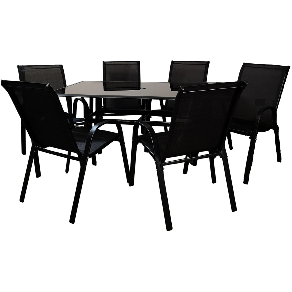 Samuel Alexander 6 Seater Rectangular Outdoor Dining Set Black Image 2