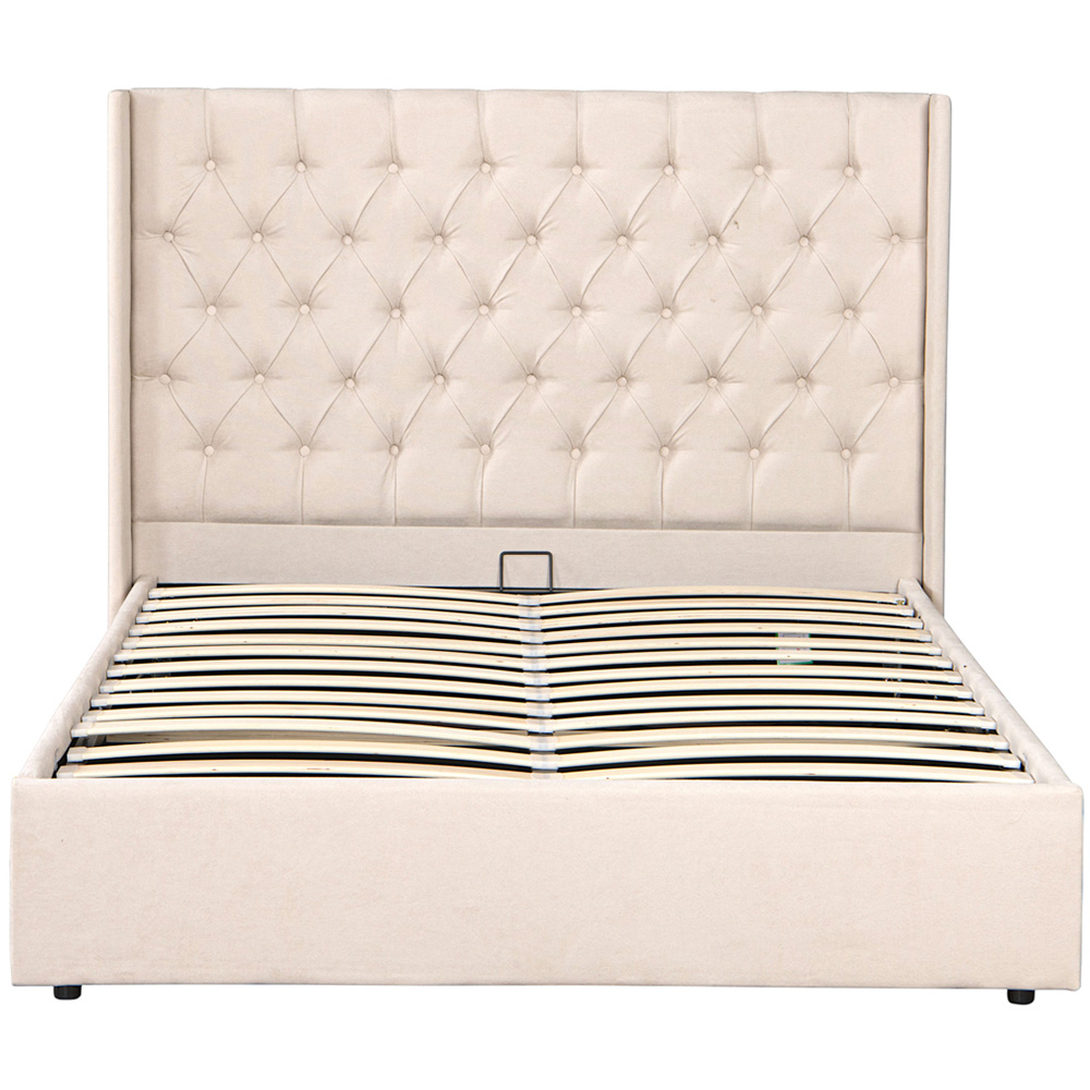OAT Home Wrenbury King Size Natural Lift-Up Ottoman Bed Frame with Buttoned Winged Headboard Image 2