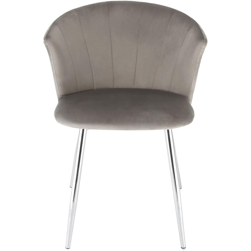 Ella Dining Accent Chair Velvet Upholstery - Grey (Silver Legs) Image 3