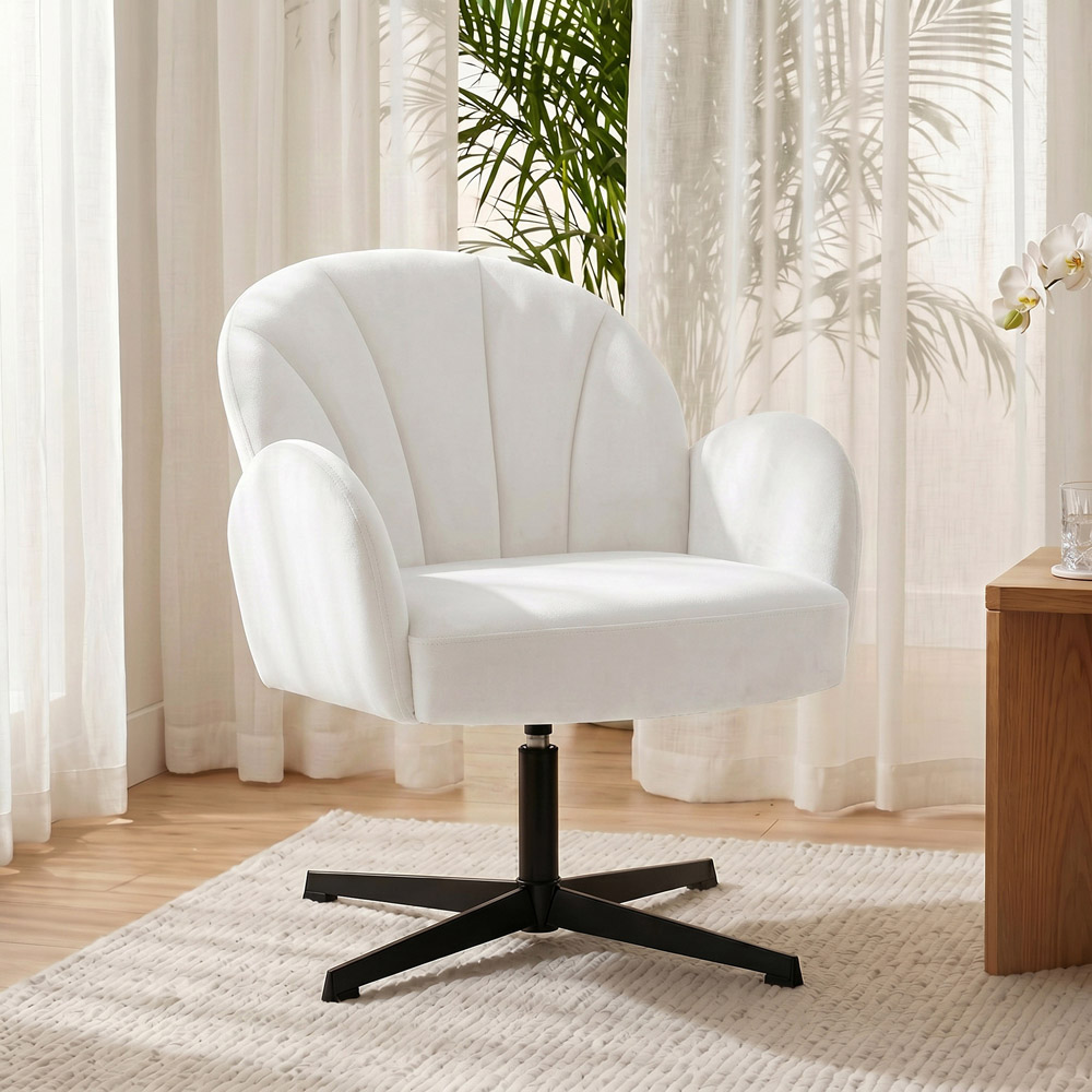 HOMCOM Cream Modern Swivel Accent Chair Image 2