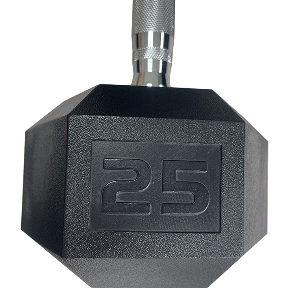 HXGN Pro Hex Black Dumbbell 25kg 2 Pack Image 5