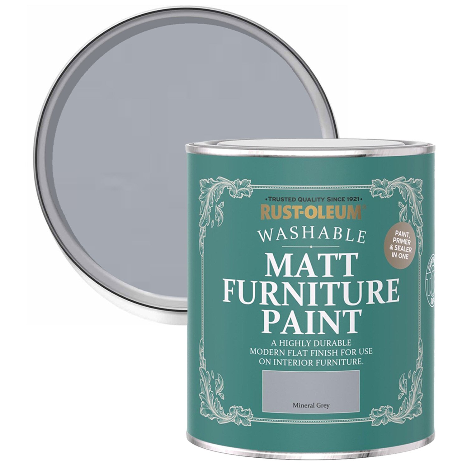 Rust-Oleum Mineral Grey Matt Furniture Paint 750ml Image 1