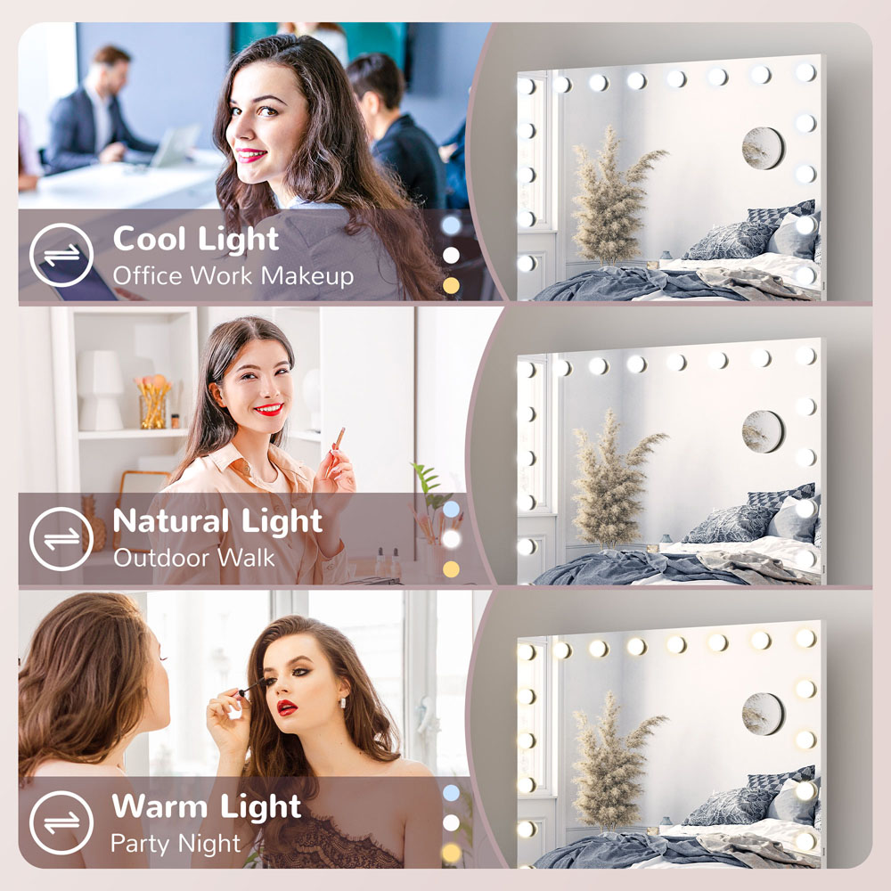 HOMCOM White LED Hollywood Vanity Mirror with 10X Magnification and USB Port 80 x 62cm Image 5