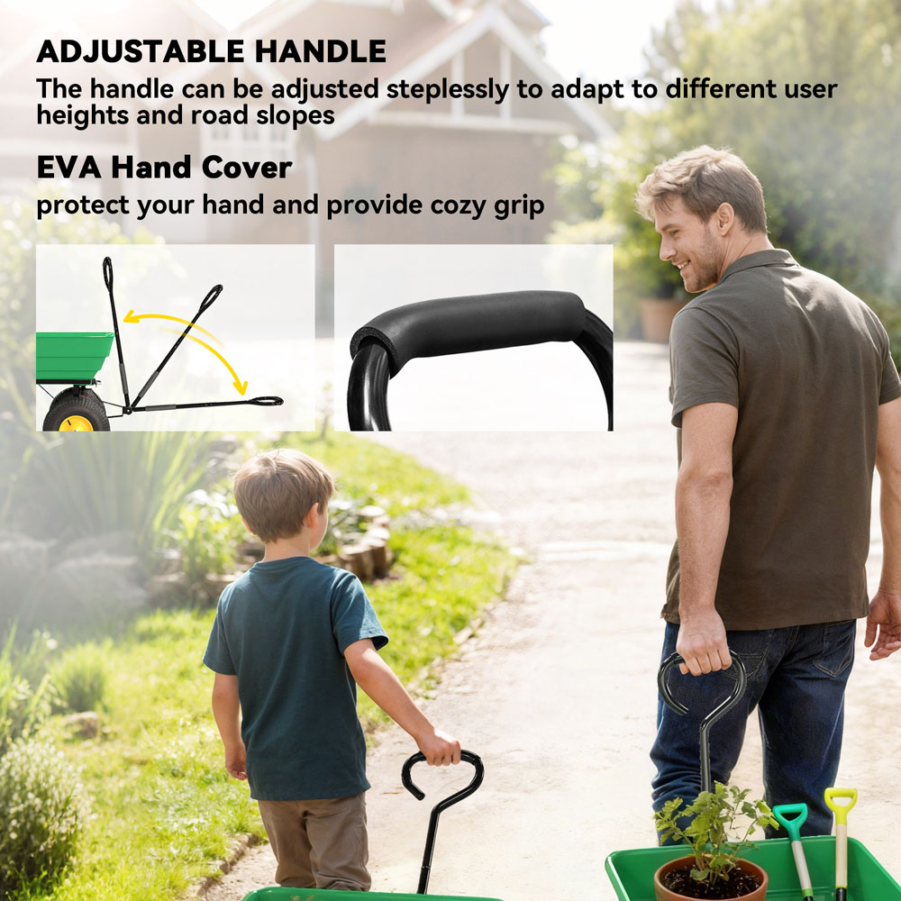 Outsunny 75L Green Heavy Duty Trolley Garden Cart Image 7
