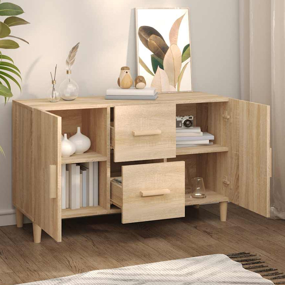vidaXL 2 Door 2 Drawer Sonoma Oak Sideboard Image 1