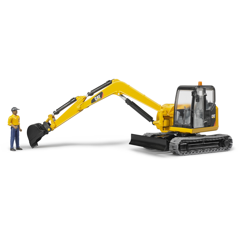 Bruder Kids Cat Mini Excavator Playset Model with Worker Image 2