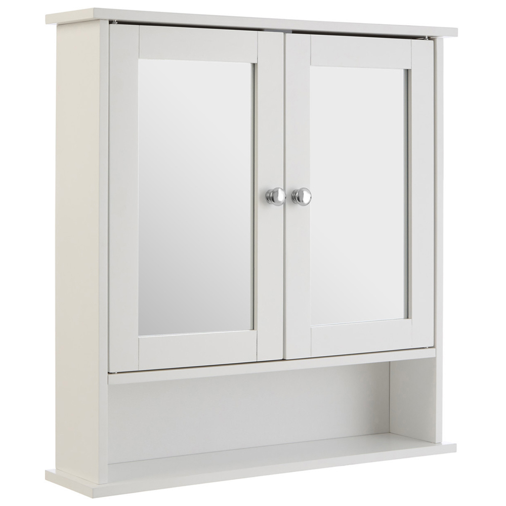 Premier Housewares White 2 Door Mirror Bathroom Cabinet Image 2