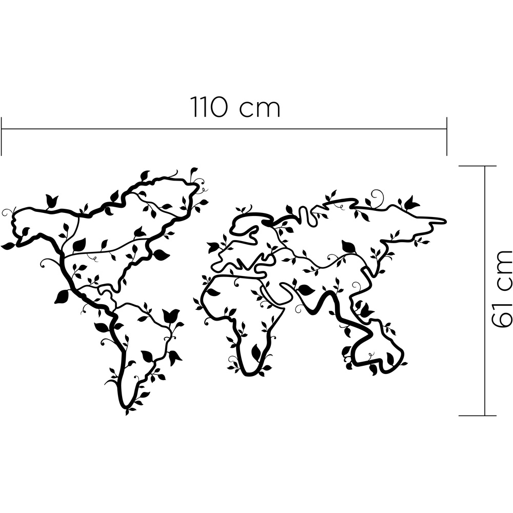 Decortie Black Metal Modern Ivy World Wall Art Image 4
