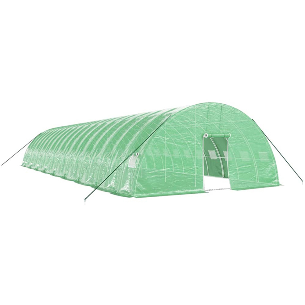 vidaXL Green Polyethylene Galvanised Steel Frame 59 x 19.6ft Greenhouse Image 1