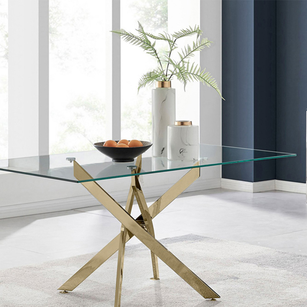 Furniturebox Tavolo Cesano 6 Seater Dining Set Gold and Green Image 2