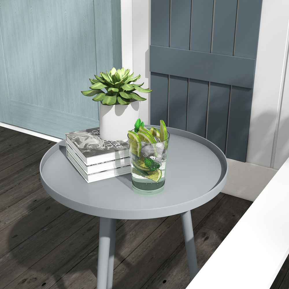 Outsunny Grey Round Garden Coffee Table Image 4