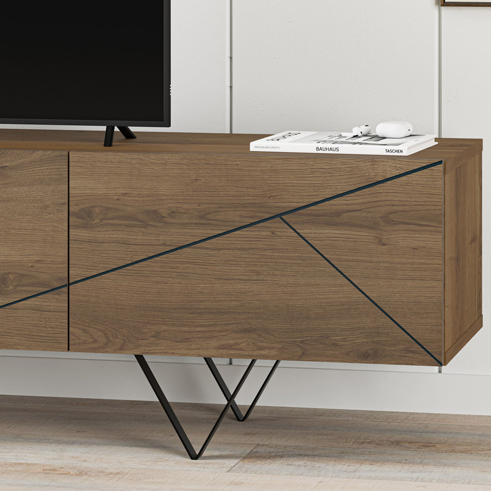Decortie Jakomen 3 Door Dark Oak Effect Modern TV Unit Image 3