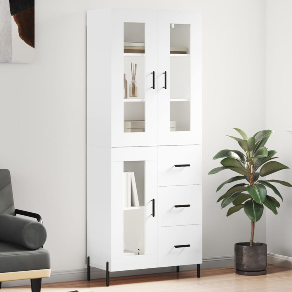 vidaXL 3 Door 3 Drawer White Highboard Image 1