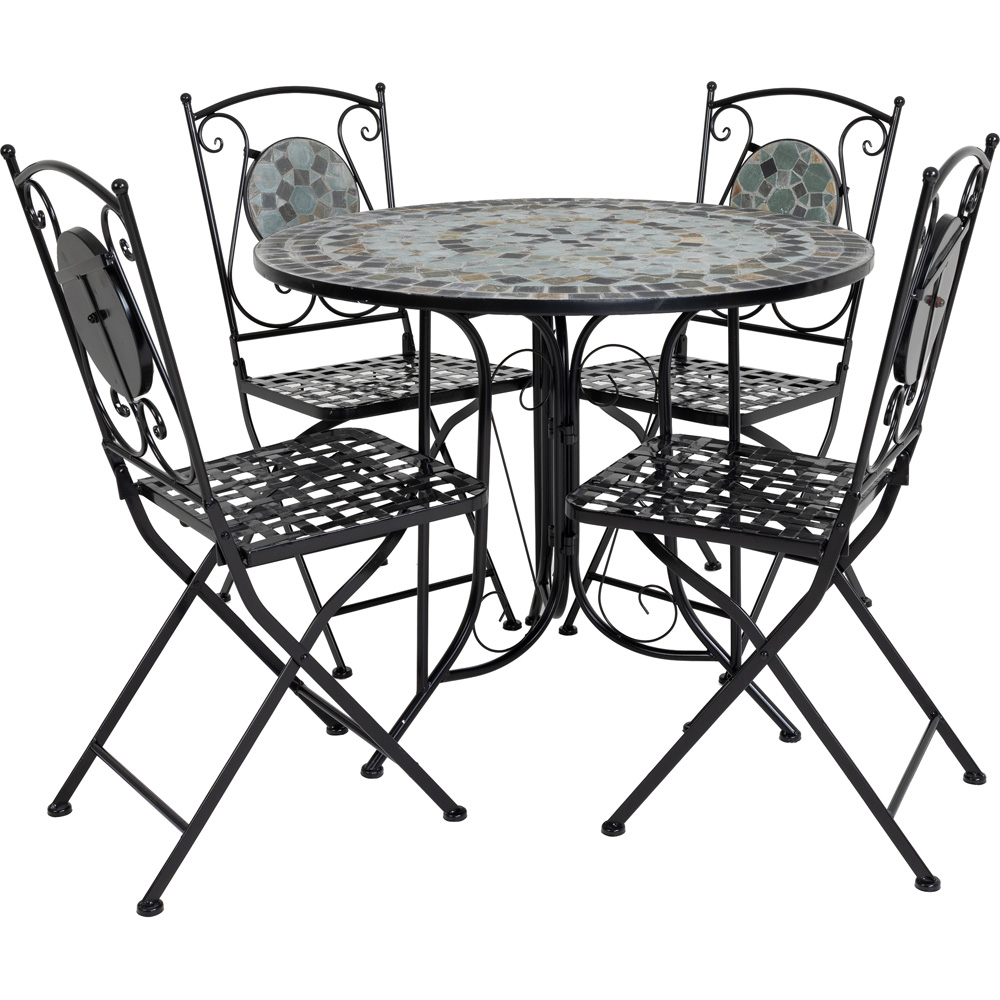 Charles Bentley 4 Seater Dining Set Blue Mosaic Image 2