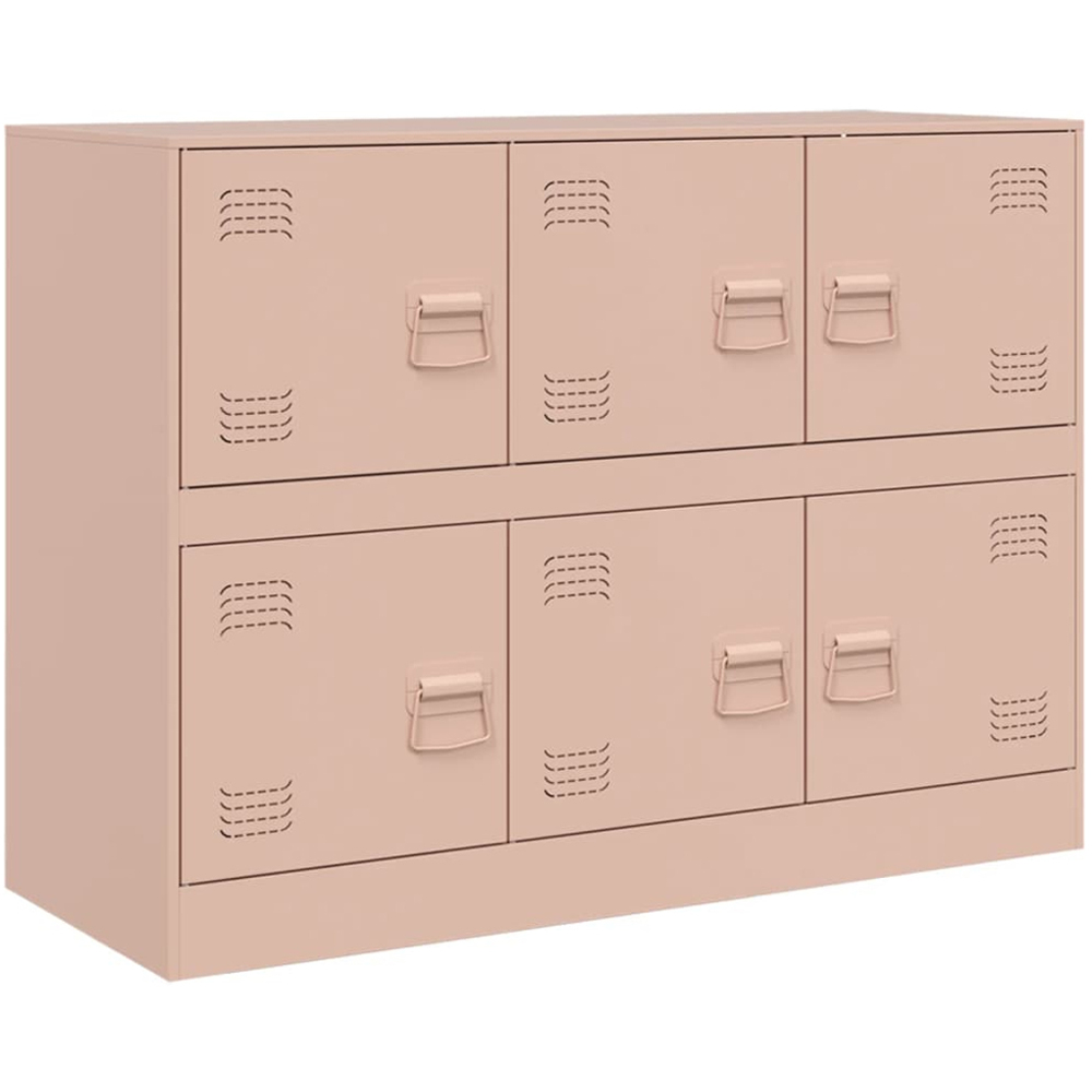 vidaXL 6 Door Pink Steel Sideboard Image 2