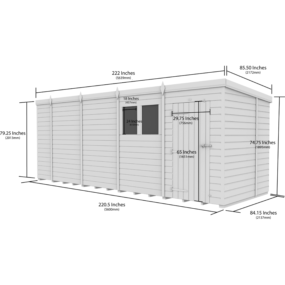 DIY Sheds 18 x 7ft Tongue and Groove Timber Pent Security Garden Shed Image 9