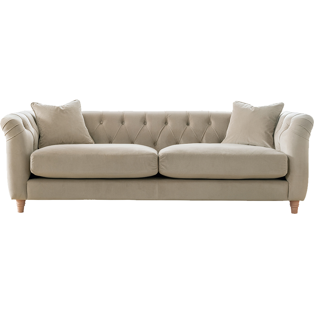 Elsie Chesterfield 5 Seater Putty Plush Velvet Sofa Suite Image 3