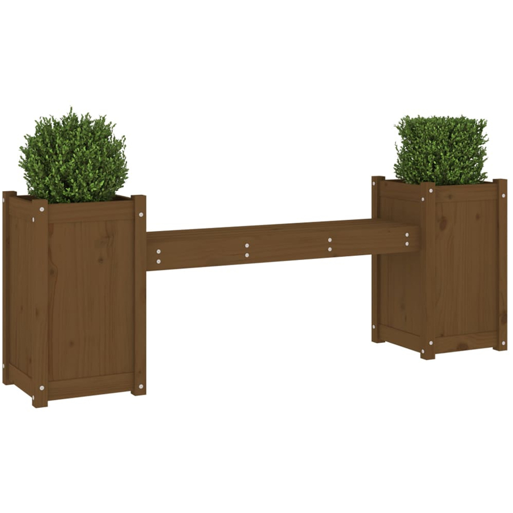 vidaXL 2-in-1 Honey Brown Solid Pine Wood Planter Box with 2 Seater Bench Image 3
