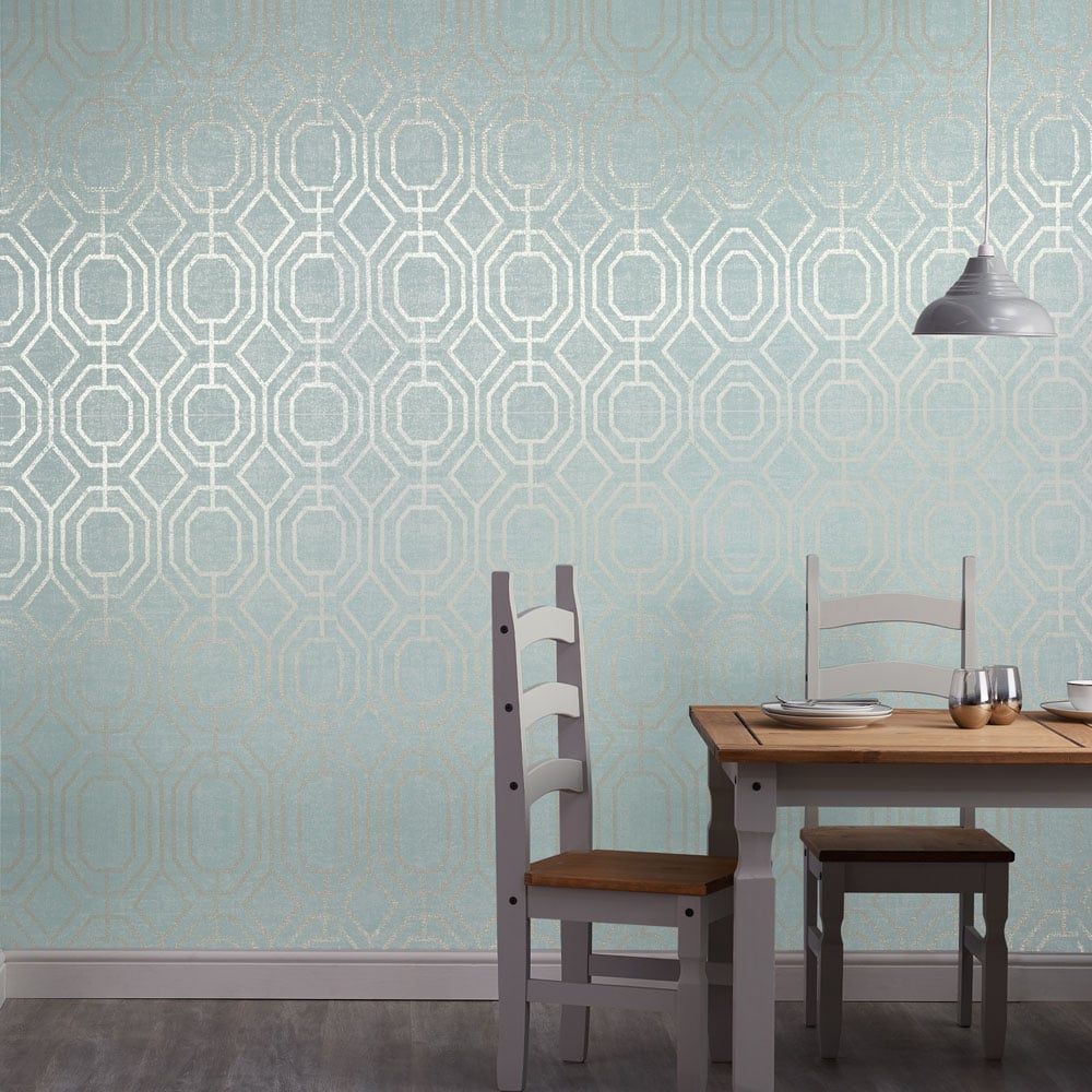 Superfresco Easy Luxe Geo Duck Egg Wallpaper Image 4