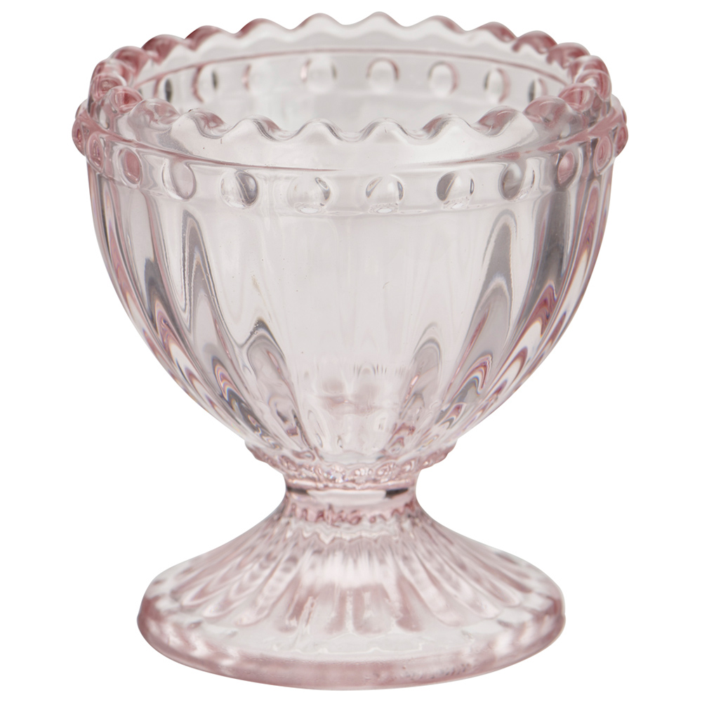 Wilko Embossed Glass Egg Cup Pink Image 1