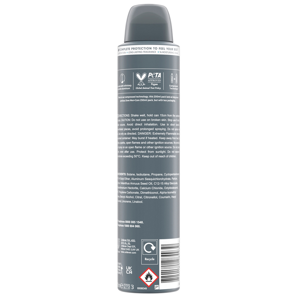 Dove Men+Care Advanced Clean Comfort Antiperspirant Deodorant Aerosol 200ml Image 2