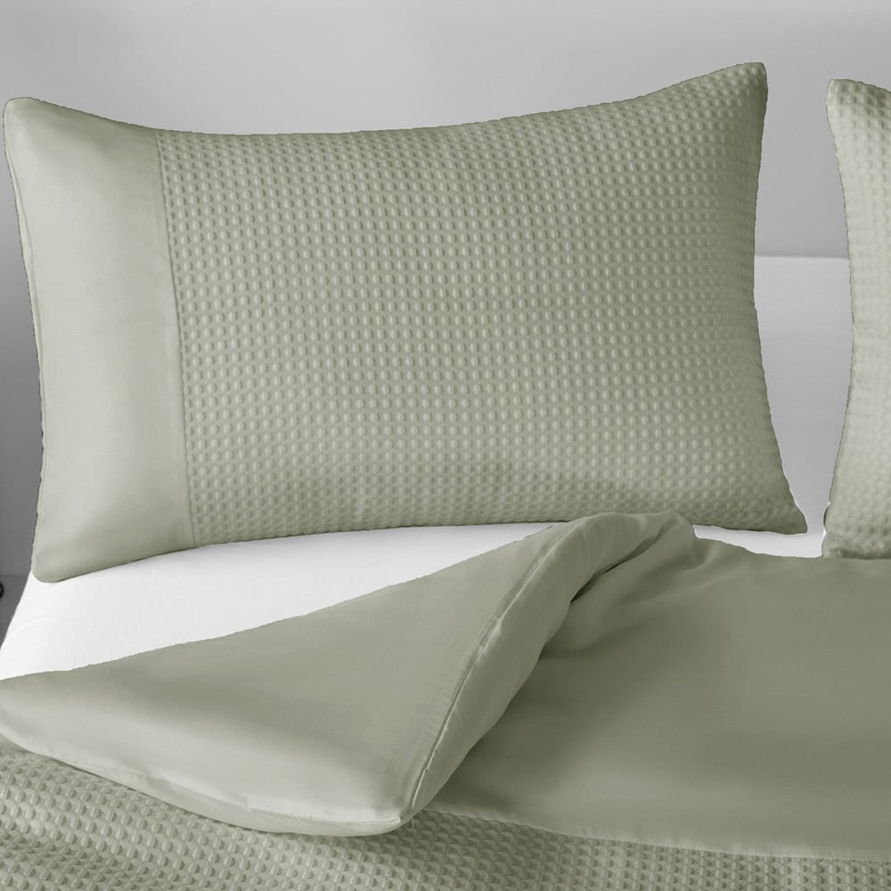 Velosso Waffle Double Sage Weave Duvet Set Image 3