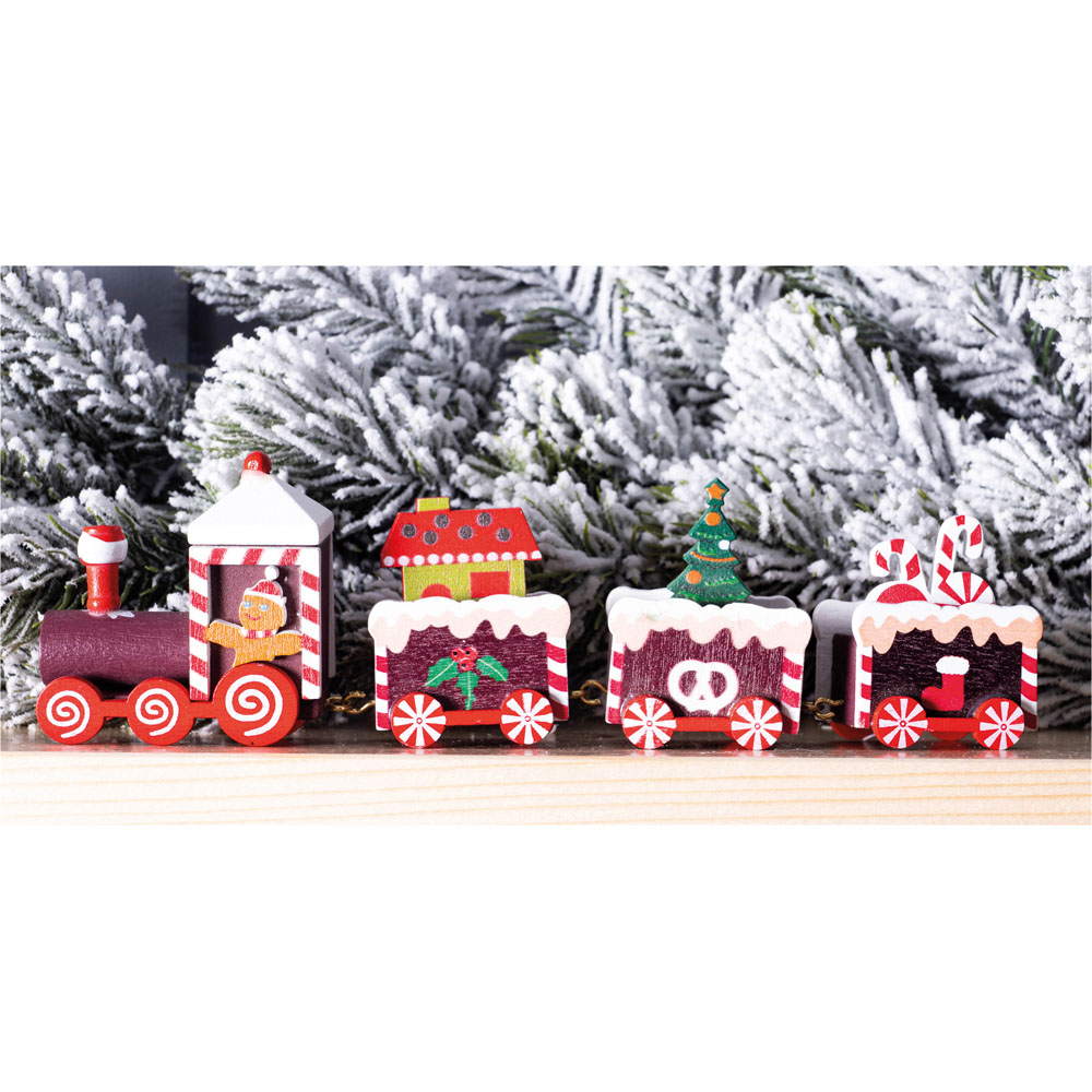 St Helens Wooden Christmas Pudding Train Set Display 20cm Image 4