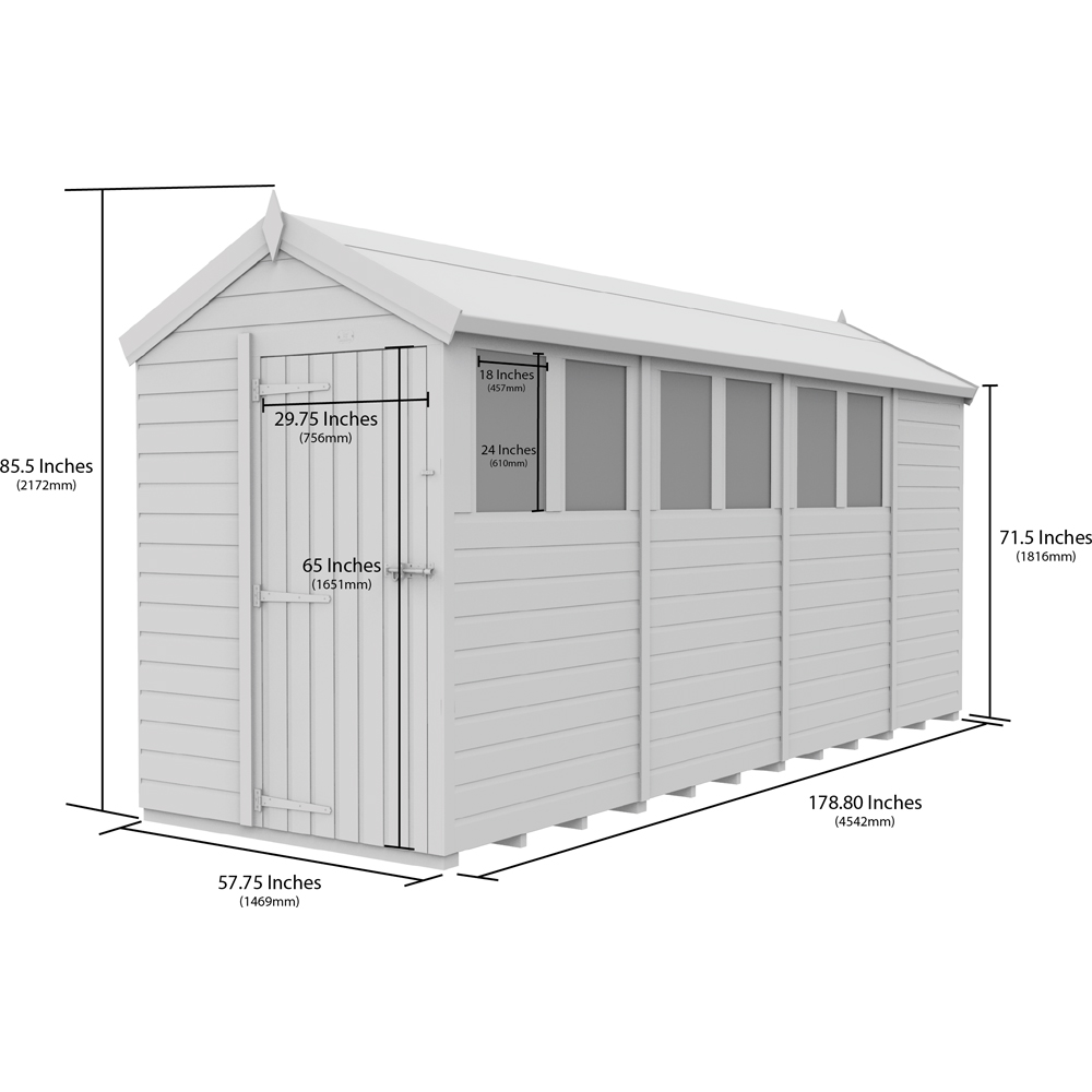 DIY Sheds 5 x 15ft Tongue and Groove Timber Apex Garden Shed Image 9