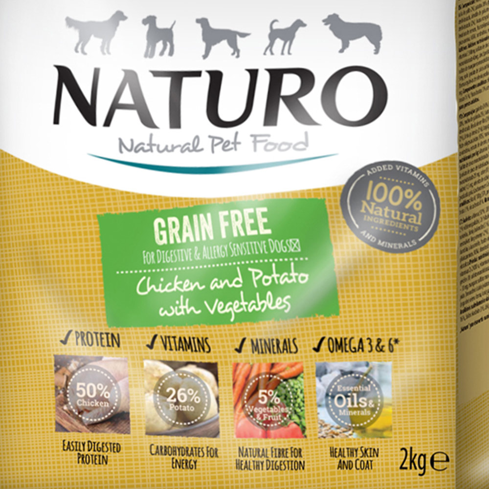 Naturo Dry Grain Free Chicken and Potato Adult Dog Food 2kg Image 2