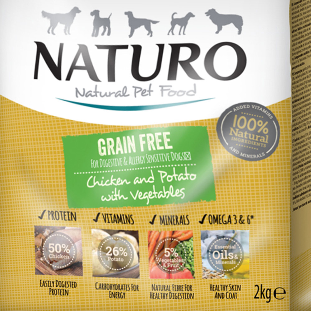 Naturo Dry Grain Free Chicken and Potato Adult Dog Food 2kg Wilko