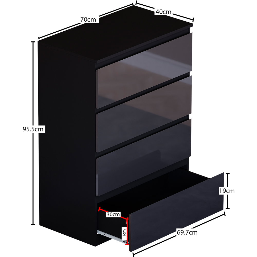 Vida Designs Glinton 4 Drawer Black Chest of Drawers Image 7