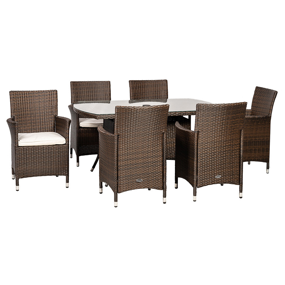 Royalcraft Nevada 6 Seater KD Rectangle Dining Set Brown Image 8