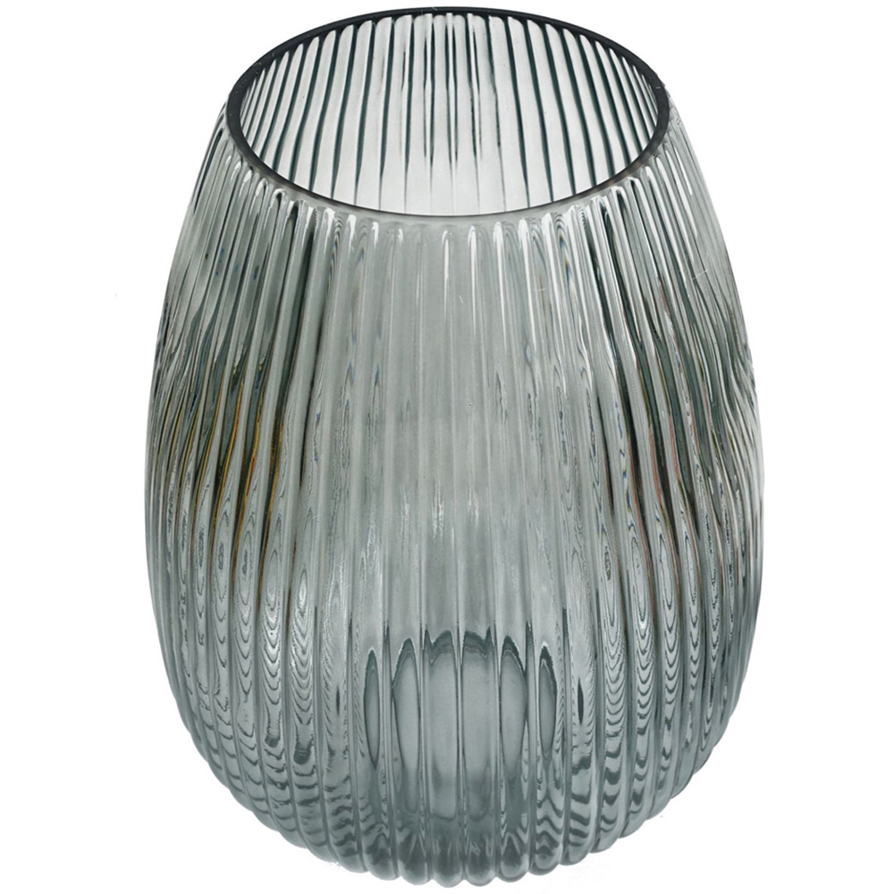 Leaf Smoke Grey Ridged Glass Vase 30cm Image 2
