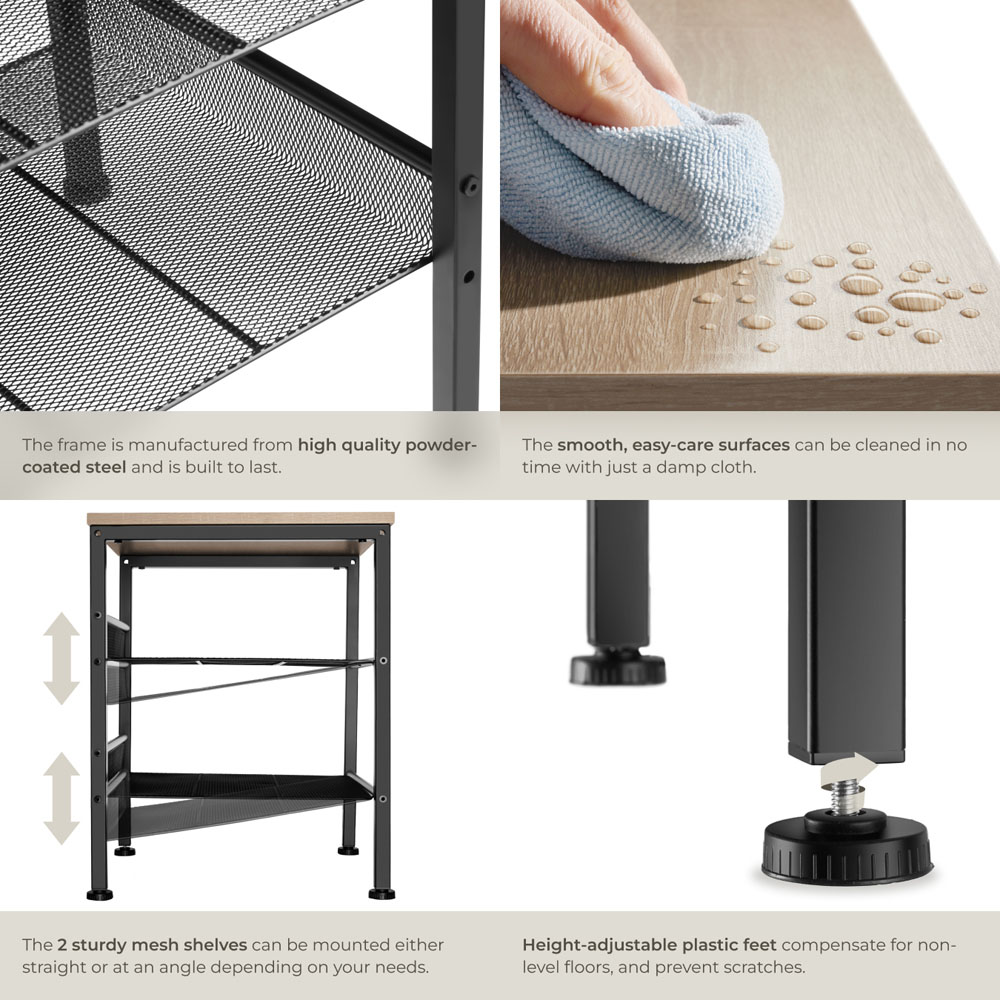 tectake Lincoln 2 Grid Shelf Oak Bedside Table Image 4