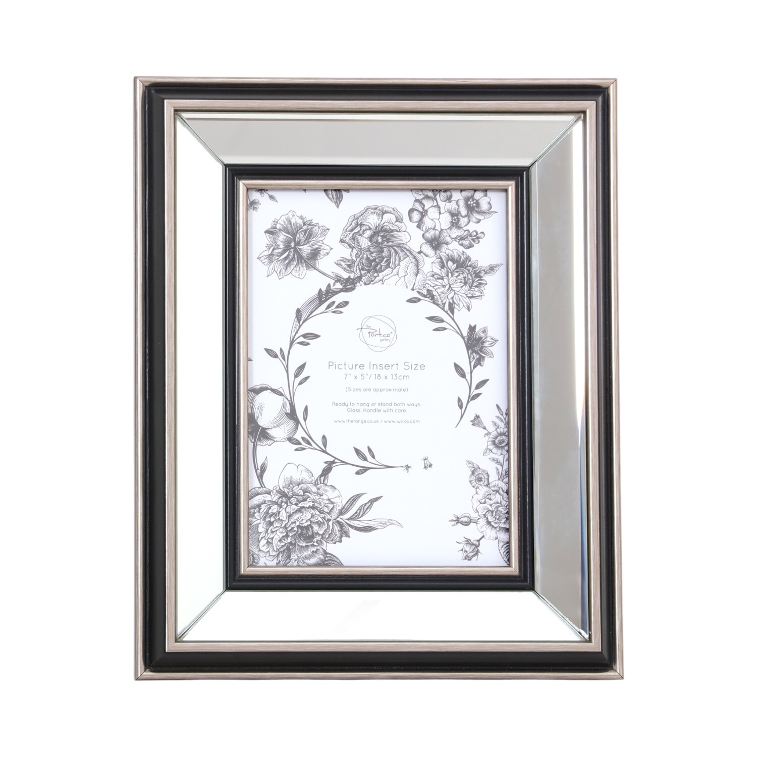 Mode Mirrored Photo Frame Silver 7 x 5in Image 1