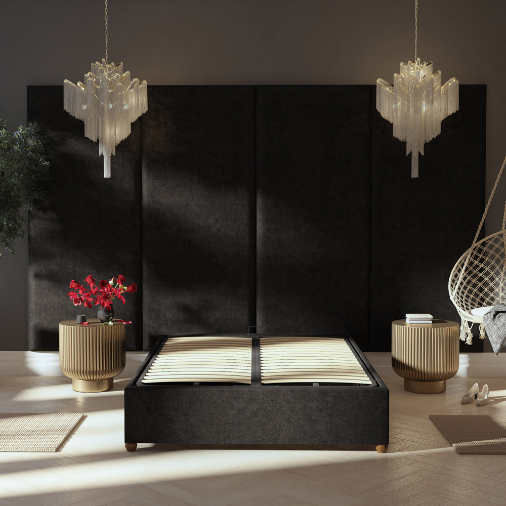 Aspire Furniture Llewelyn-Bowen Luxury Charcoal Kimiyo Linen Wall Mounted Headboard 90cm Image 2