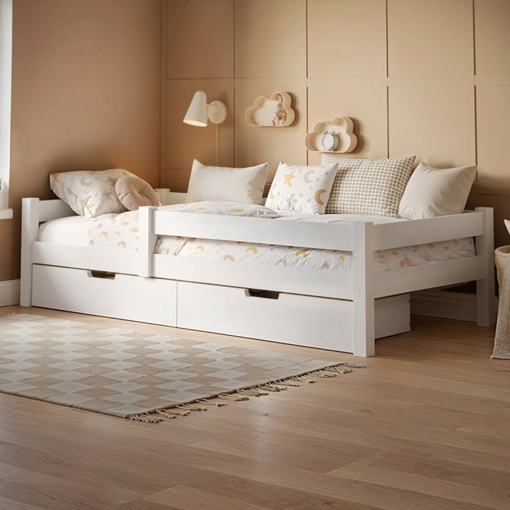 Flair Milo Single White 2 Drawer Wooden Storage Bed Frame Image 1