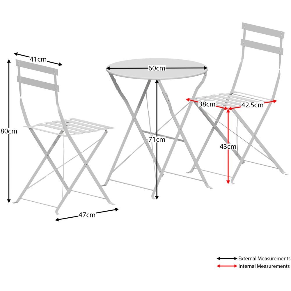 GARDEN VIDA Porto Metal 2 Seater Bistro Set Light Grey Image 7