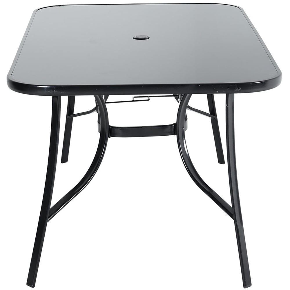 Living and Home Tempered Glass 4 Seater Rectangular Garden Dining Table Black Image 4