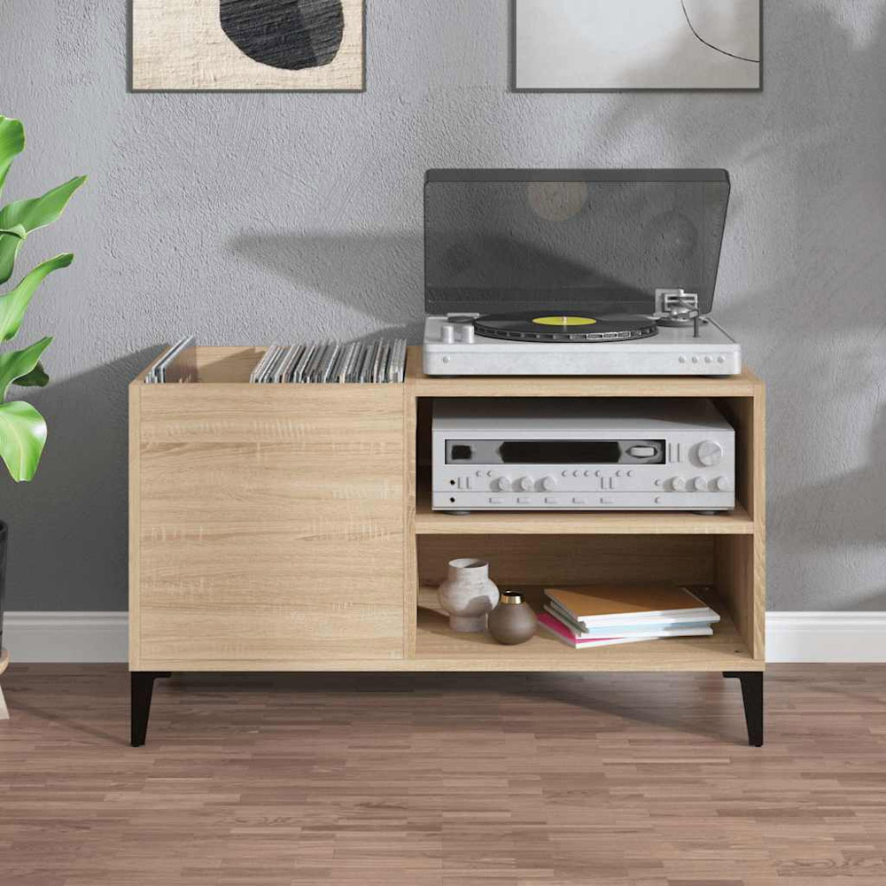 vidaXL 2 Shelf Sonoma Oak Record Cabinet Image 7