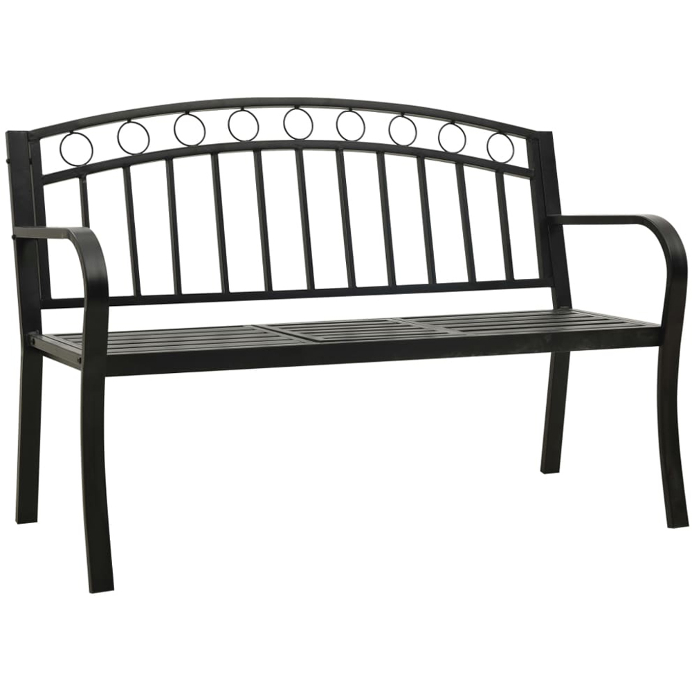 vidaXL 2 Seater Black Steel Garden Bench with Table Image 2