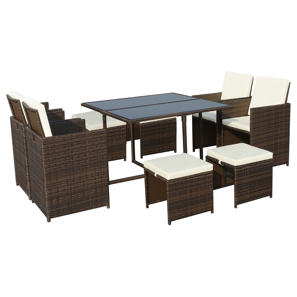 Royalcraft Cannes 8 Seater Cube Dining Set Brown Image 6