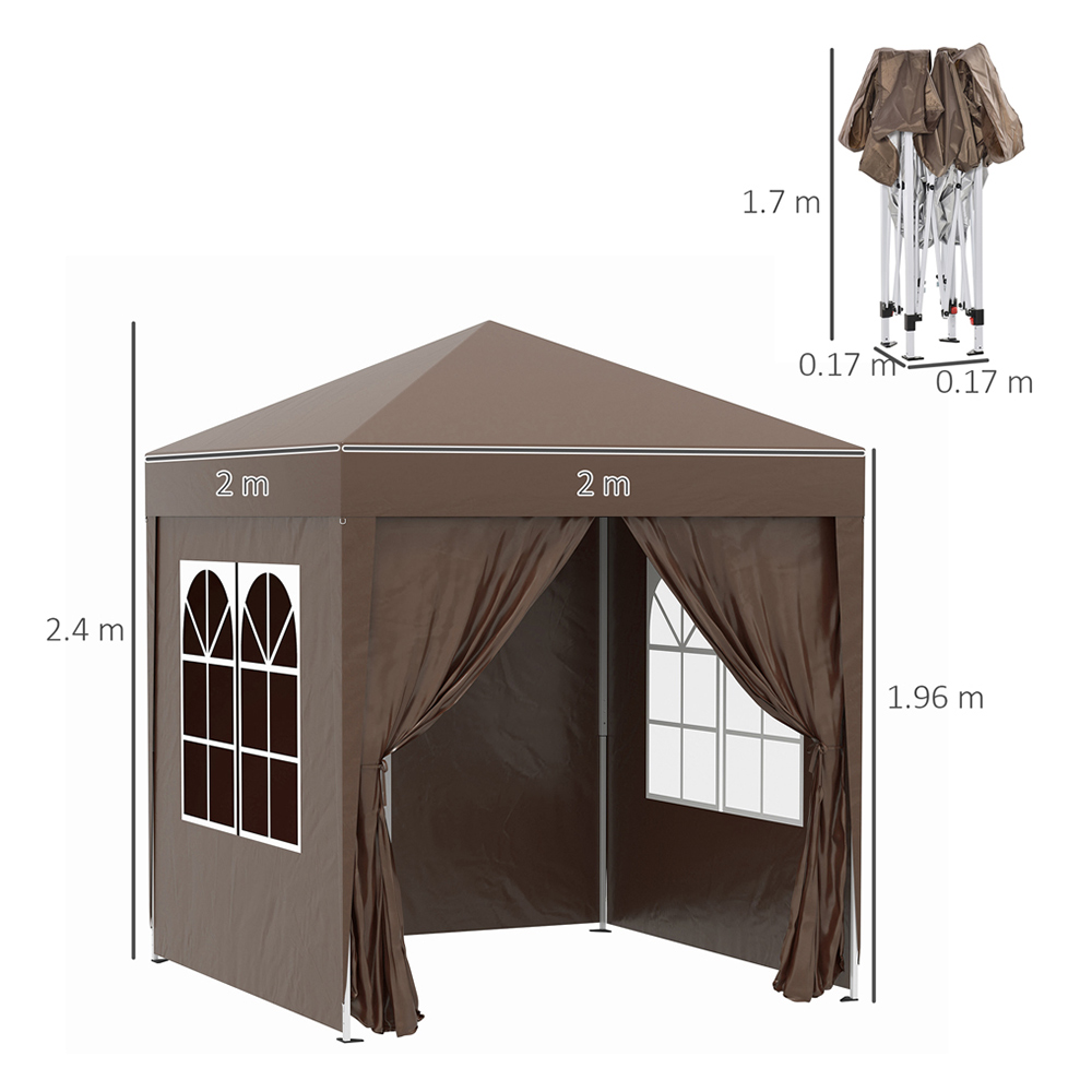 2x2m Gazebo Marquee Party Tent Coffee Image 6